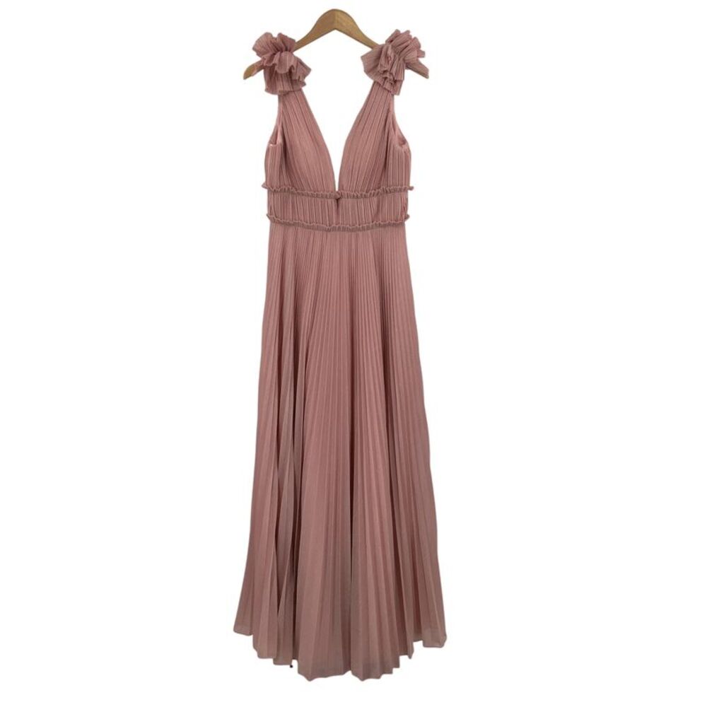 Basix Multi Pleated Evening Dress Pink 8